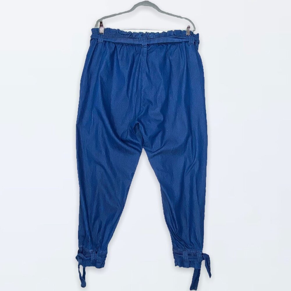 Vintage 90s TAXI 2X High Waisted Paper Bag Blue Chambray Jeans Loose Fit - Picture 2 of 6